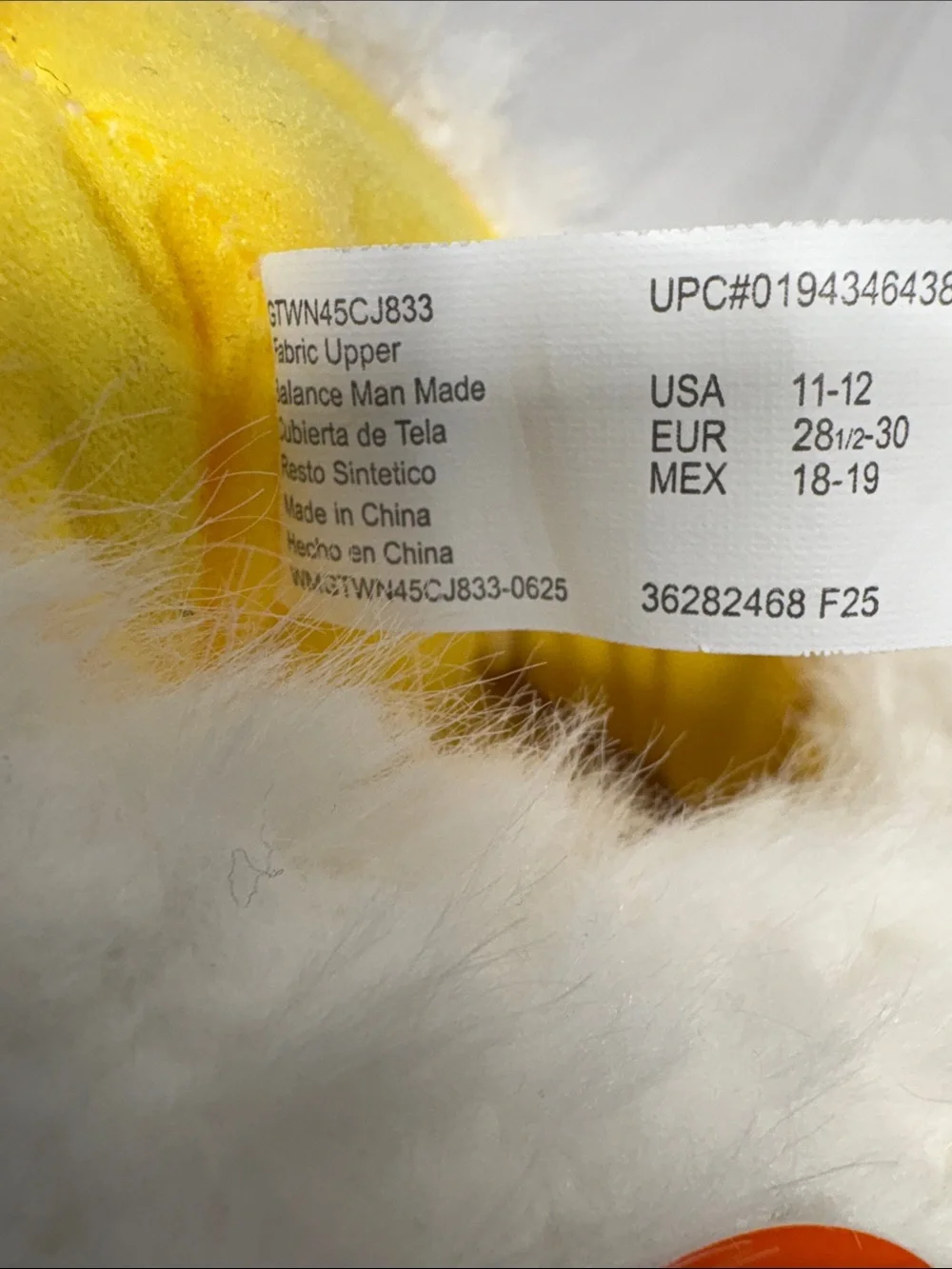Plush Chick Kids Slippers - White & Yellow winter slippers for kids size 11-12